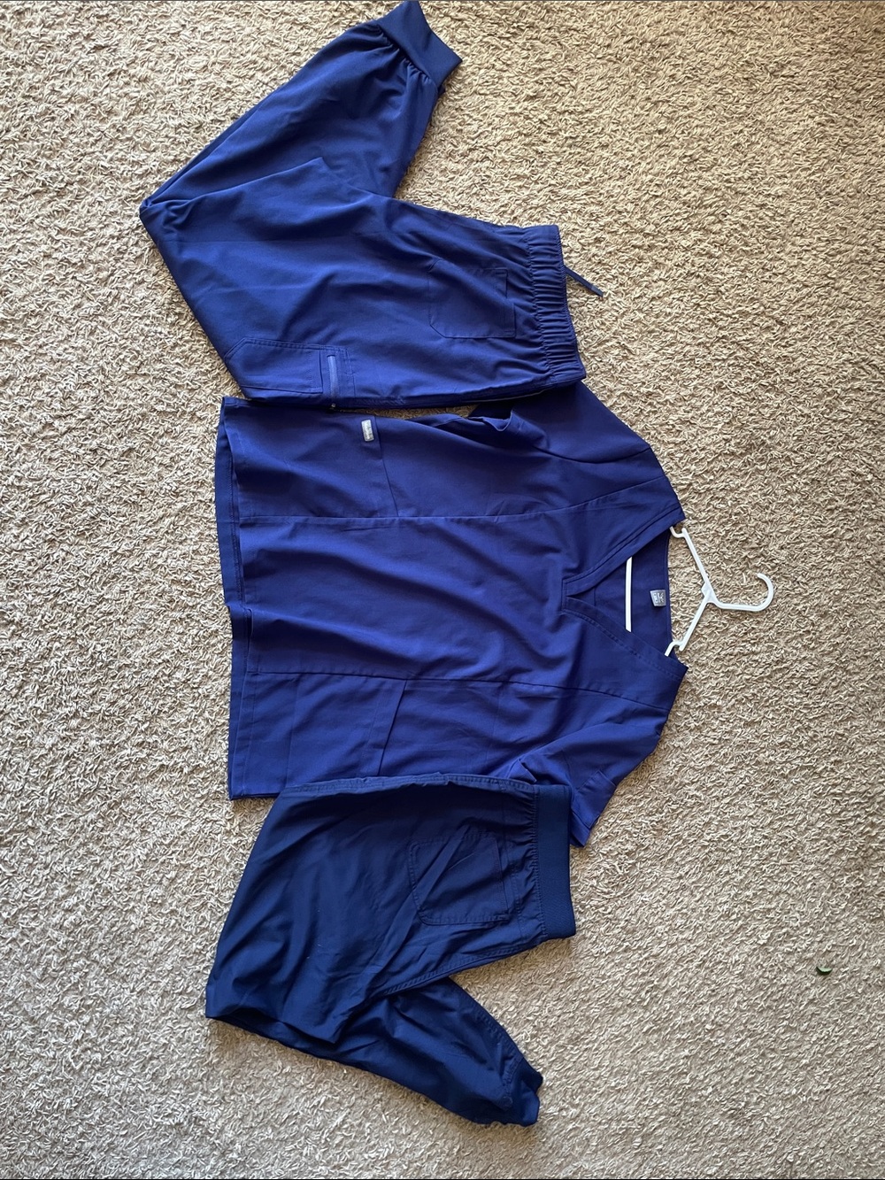Navy Blue Medical Scrub Set - V-Neck Top & Pants